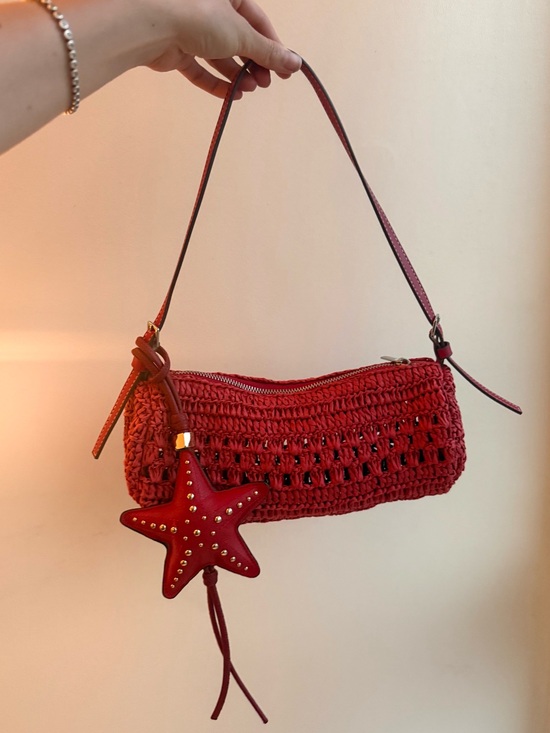 H&M Handbags - H&M Red Raffia Crochet Shoulder Bag + Star Charm Bundle